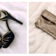 Black body-con dress + heels + sparkly gold clutch and hoops = cocktail party